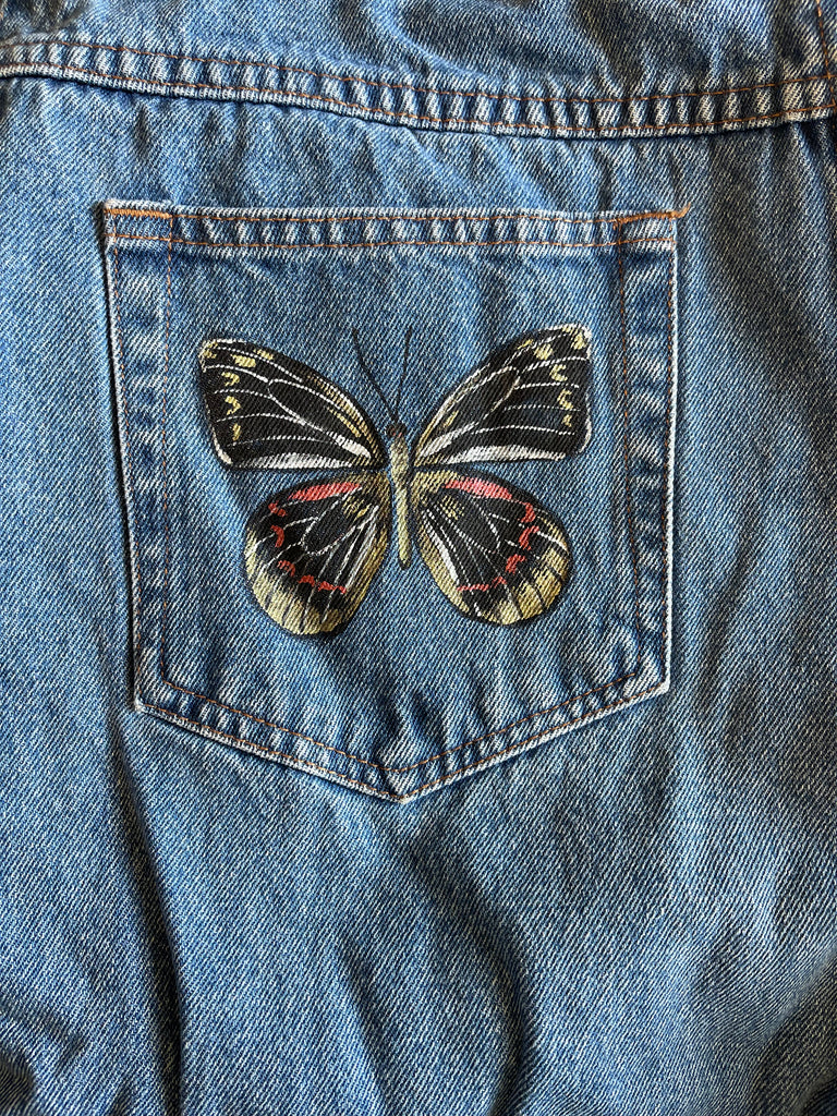 PAINTED BLACK BUTTERFLY DENIM -32”– Cold Moon Collective