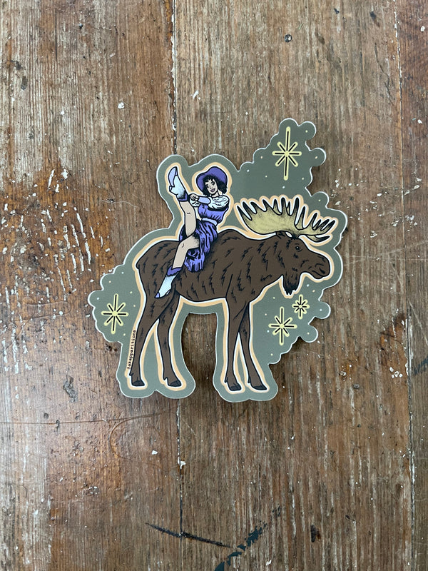 Moose Cowgirl Sticker